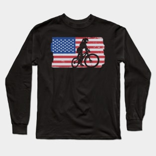 Cycling Road Bike US Flag Cyclist design Long Sleeve T-Shirt